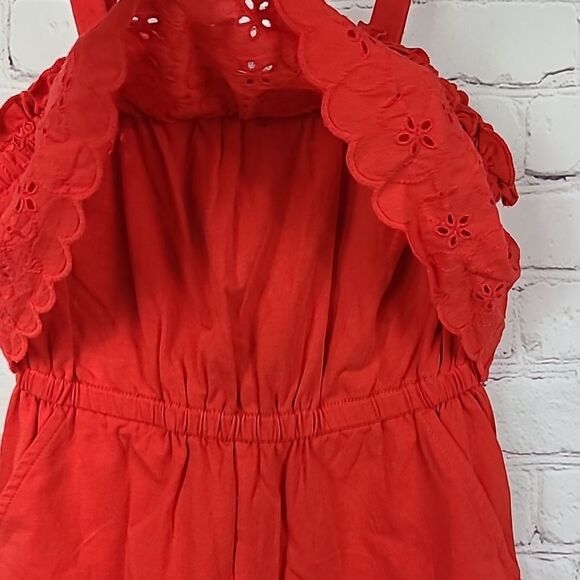 Crown & Ivy Girls Size 5 Red Eyelet Lace Ruffled Knit Romper NWT Summer Clothes - Picture 5 of 8
